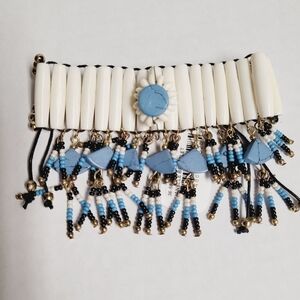 Shiraleah Chicago Women's Janelle Ivory And Blue Beaded Tassel Bohemian Bracelet